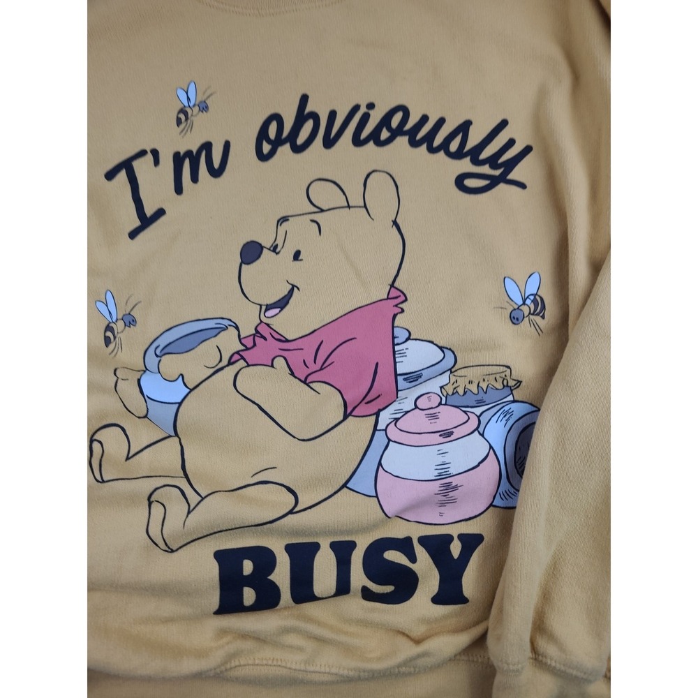 Winnie The‎ Pooh Sweatshirt Womens Large Yellow Crewneck Long Sleeve Disney Nice - Picture 2 of 7